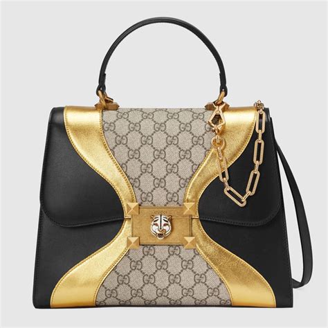 gucci bag black gold|gucci gold handbags.